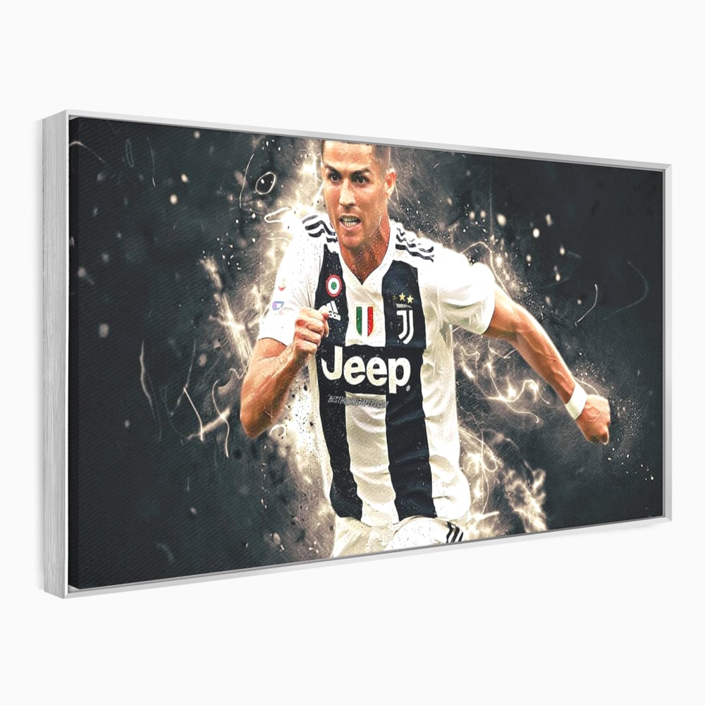 Tablou canvas cu tablou canvas cu cristiano ronaldo, in rama de aluminiu argintiu
